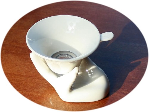 tea strainer ceramic with holder white 